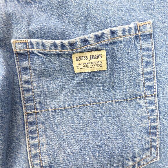 Vintage Guess Jeans Size 28 90s Classic Blue Wash Slight Taper‎ Button Fly USA - Picture 9 of 16